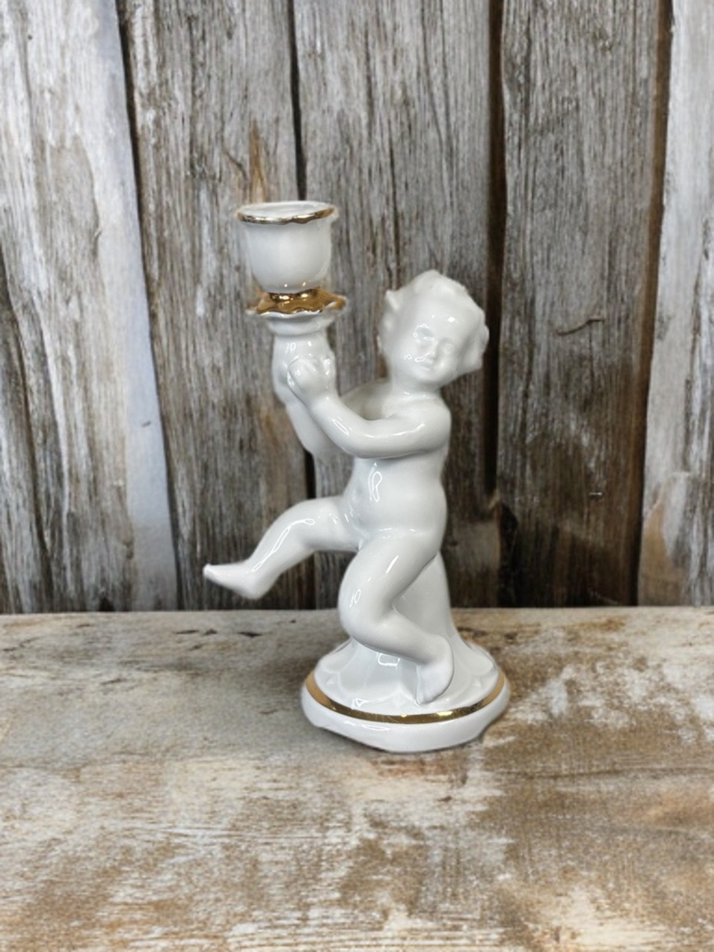 Vintage ARPO Porcelain Cherub Candlestick Holder